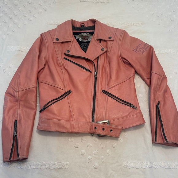 Harley Davidson Pink Genuine Leather Jacket - Picture 1 of 7